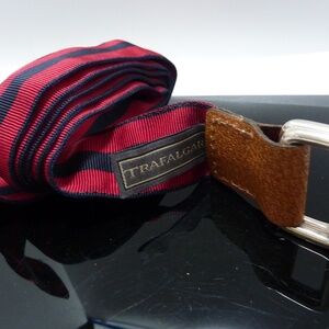 TRAFALGAR Men's  D Ring Ribbon  RED Blue Striped XL  50" Belt